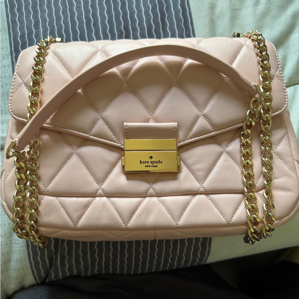 Kate Spade Pink and Gold Quilted Shoulder Bag Only used once.